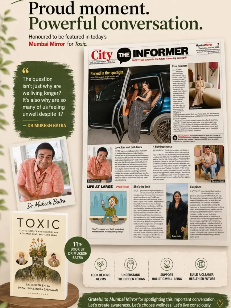 Mumbai Mirror newspaper feature on TOXIC by Dr Mukesh Batra and Swami Shailendra Saraswati